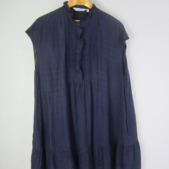 Stockholm Atelier & Other Stories Women 10 Navy Blue Cap Sleeve Gathered Dress - Picture 4 of 12